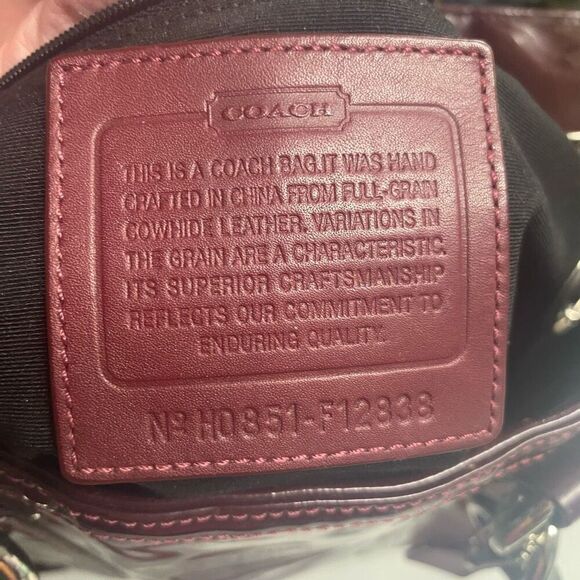 COACH F12838 Burgundy Patent Leather Tote Shoulder Bag SEE DESCRIPTION Vintage - Picture 12 of 14